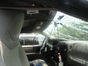 The inside of my truck after the wreck.
